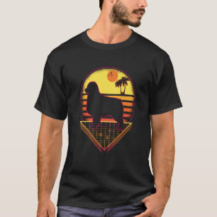 Camiseta Cão-Vintage Retro Sunset, Pastor Australiano