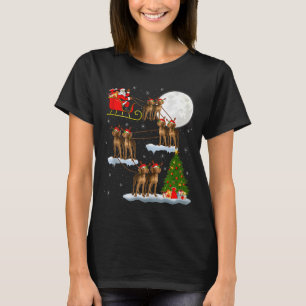 Camiseta Cão Vizsla Papai Noel Trenó Voador Divertido Mágic