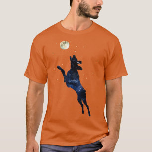 Camiseta Cão Weimaraner pulando em dupla exposição