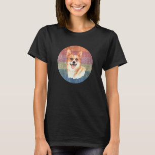 Camiseta Cão Welsh Corgi Aquarela Pôr do Sol Distressed