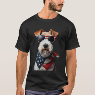 Camiseta Cão Wire Fox Terrier 4 de Julho Dia da Independênc