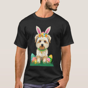Camiseta Cão Yorkshire Terrier com Ovos de Páscoa Orelhas d