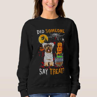 Camiseta Cão Yorkshire Terrier no Halloween Alguém Disse Tr