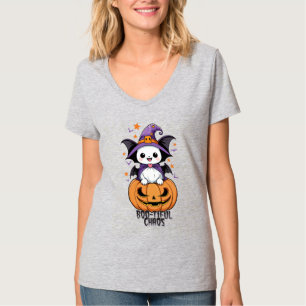Camiseta Caos Bonitos Morcegos, Chapéus e Abóboras