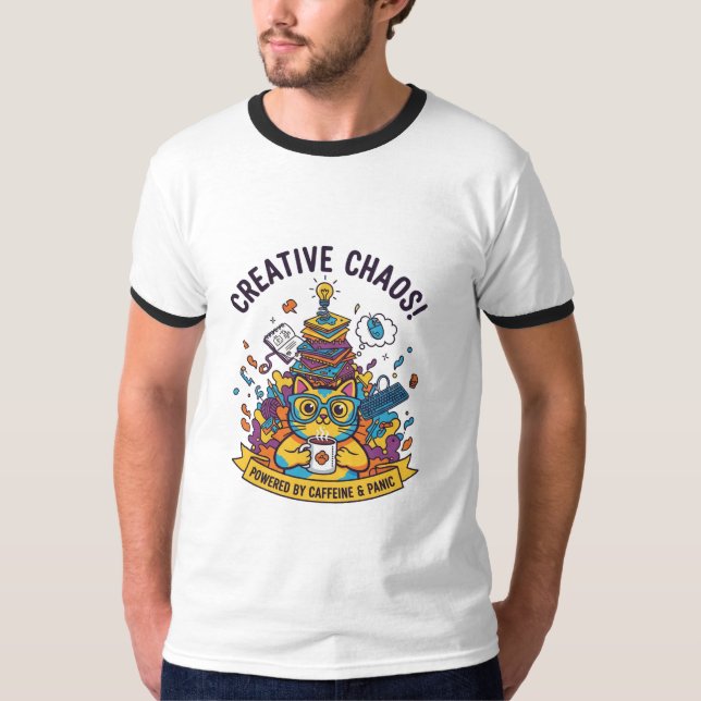 Camiseta Caos criativo" Gato engraçado para artistas e estu (Frente)