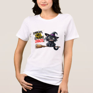 Camiseta Caos de Bruxo: Gatos Negros em Ação