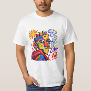 Camiseta Caos é Arte – Artista de Pintura a Óleo Cubista Co