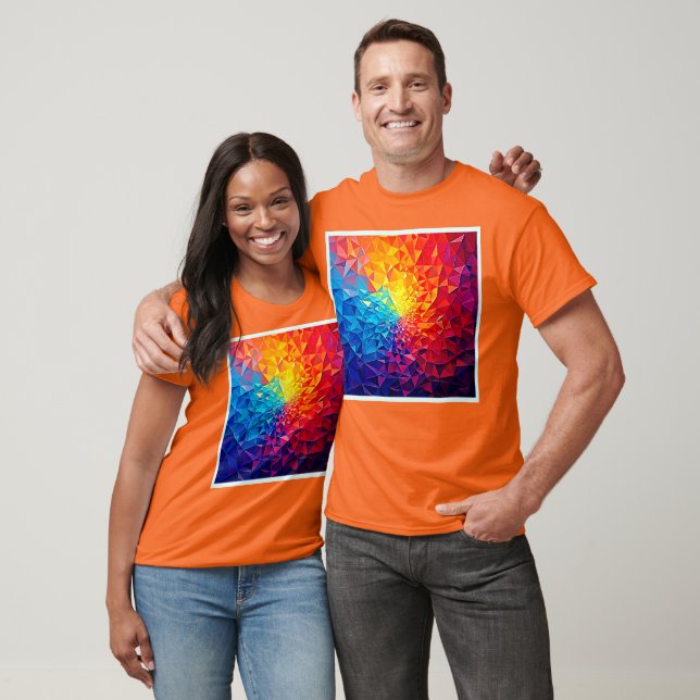 Camiseta Caos Prismático Design de Grade Digital (Unissex)
