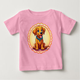 Camiseta Cãozinho De Cartoon Bonito Com Colar Azul