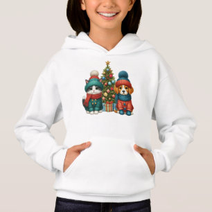 Camiseta Cãozinho de Natal bonito e gatinho
