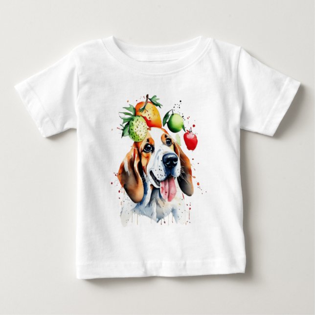 Camiseta Cãozinho e frutas bonitos (Frente)