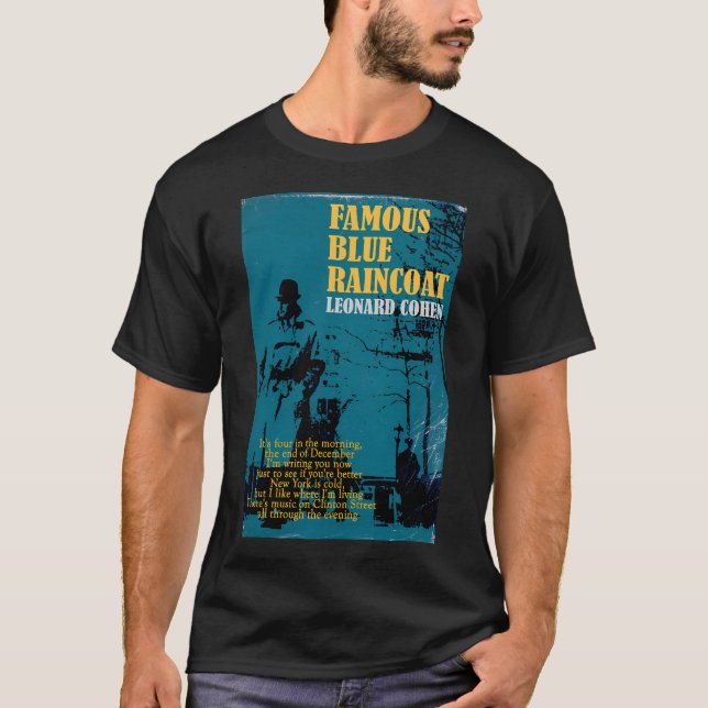Camiseta Capa Azul Famosa de Leonard Cohen (Frente)