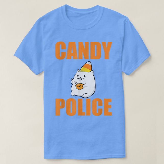 Camiseta Capa de fantasia de Halloween Candy Policial Candy (Frente do Design)