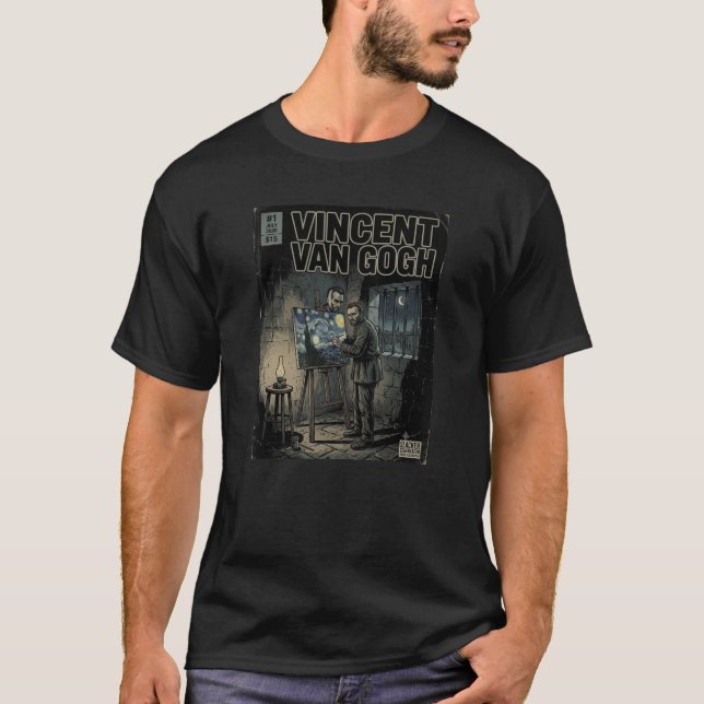 Camiseta capa de história em quadrinhos de Vincent Van Gogh (Frente)