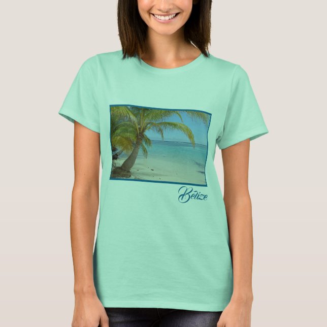 Camiseta Capa de Mar de Caribe de Praia de Belize Tropical (Frente)