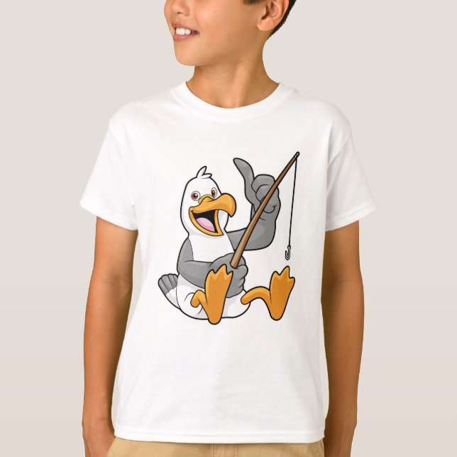 Camiseta Capa de peixe na pesca com vara de pesca (Frente)