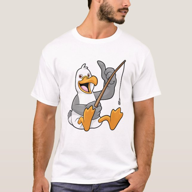 Camiseta Capa de peixe na pesca com vara de pesca (Frente)