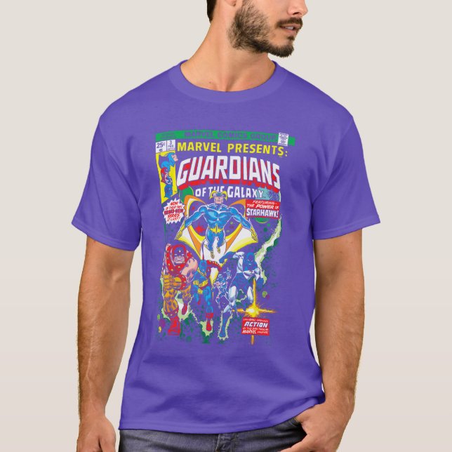 Camiseta Capa de quadrinho retrô Marvel Guardians of the Ga (Frente)