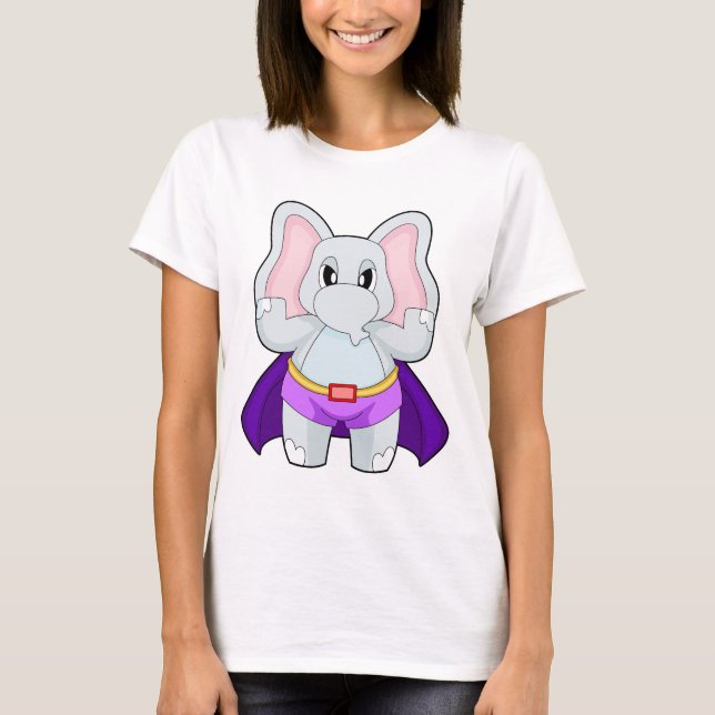 Camiseta Capa de Super-Herói de Elefante (Frente)