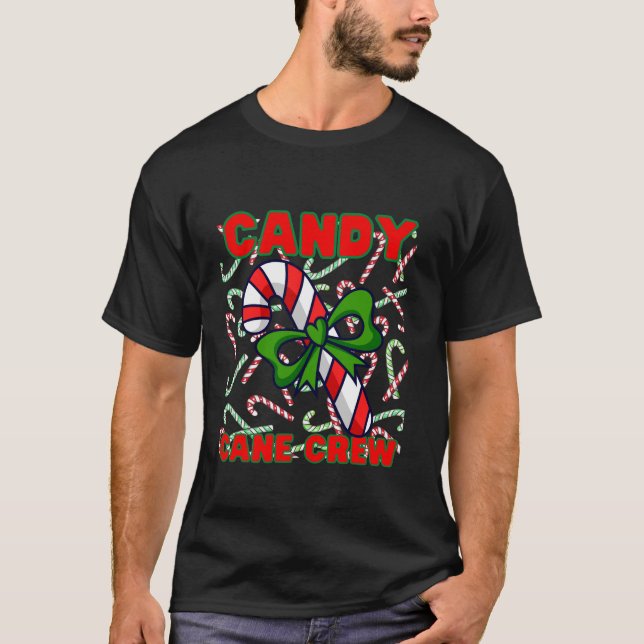 Camiseta Capa Longa Da Família De Tripulação De Candy Cane (Frente)