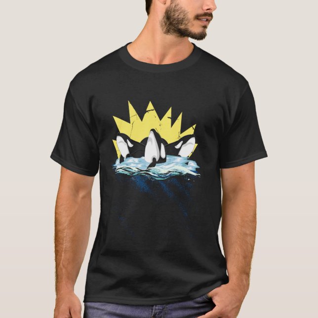 Camiseta Capa Longa Da Orca Do Oceano Baleeiro Assassino (Frente)