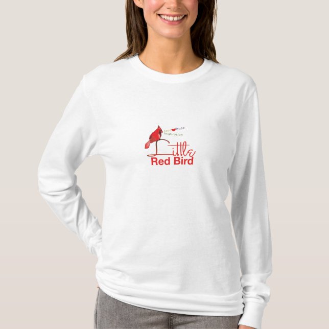 Camiseta Capa longa das senhoras vermelhas pequenas do (Frente)