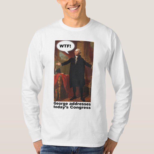 Camiseta Capa longa de George Washington WTF (com (Frente)
