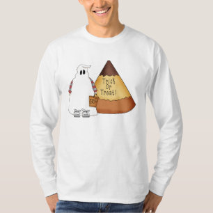 Camiseta Capa Longa De Halloween De Truque Ou Tratamento