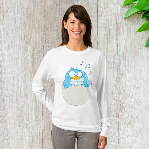 Camiseta Capa longa de mulheres que se batem com aves azuis