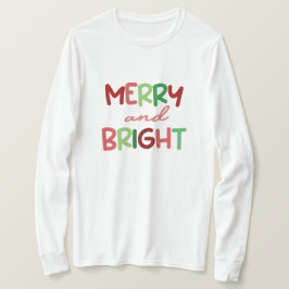 Camiseta Capa Longa de Natal - Feliz e Brilho