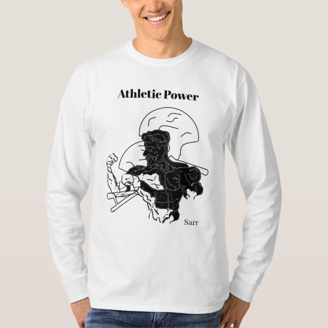 Camiseta Capa longa de saia-T: potência atlética (Frente)