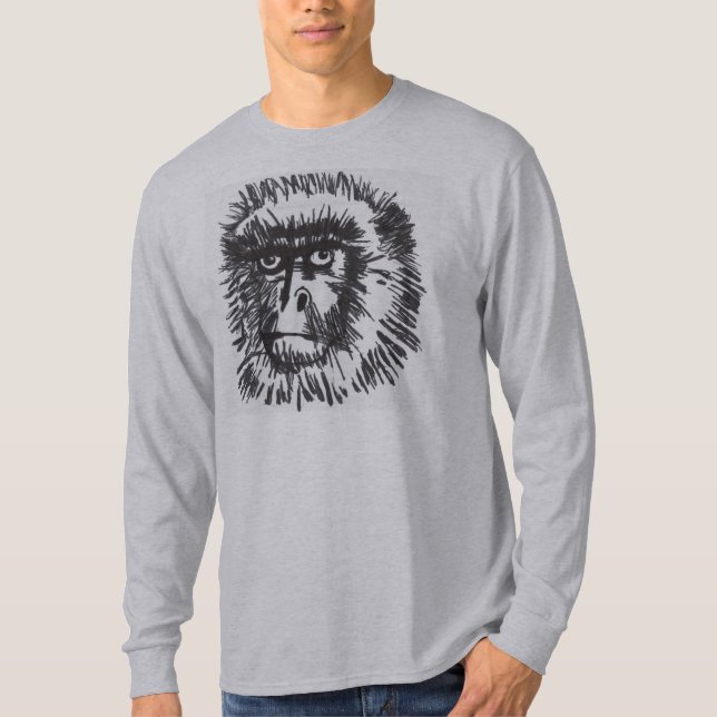 Camiseta Capa longa do "babuíno" dos homens (Frente)