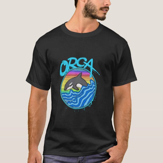 Camiseta Capa Longa do Oceano de Baleia Assassina (Frente)