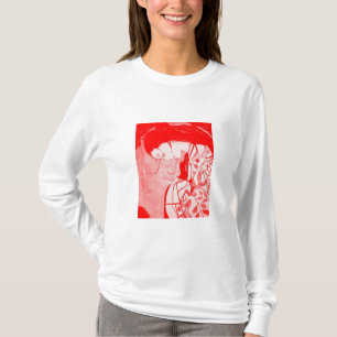 Camiseta Capa longa vermelha do AA Hoody das senhoras da