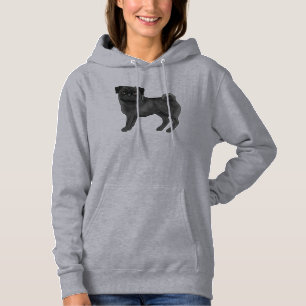 Camiseta Capa Preta Pug Mops Raça de Cachorro Design Fofo