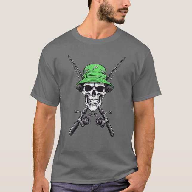Camiseta Capa verde do crânio pesqueiro (Frente)