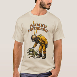 Camiseta Capacete Antigo do Mergulhador Acariciando um Gran