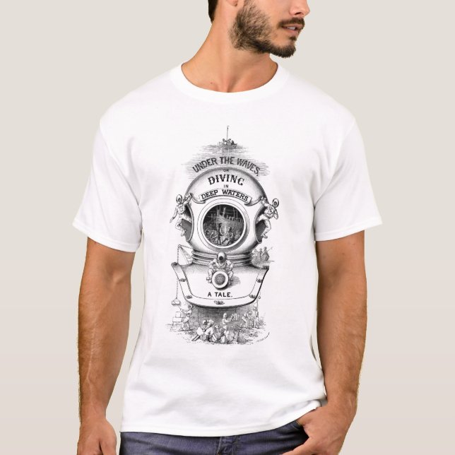 Camiseta Capacete antigo do mergulho (Frente)