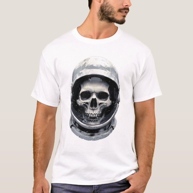 Camiseta Capacete Astronauta Enrolando Caveira (Frente)