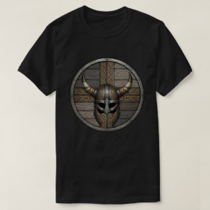 Camiseta Capacete com Chifres Viking Escudo