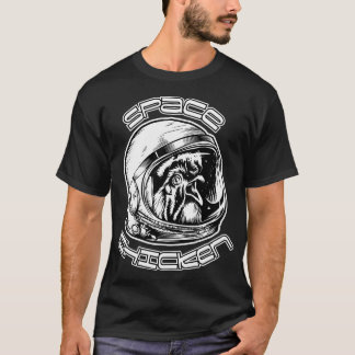 Camiseta Capacete de Astronauta de Galinha no Espaço
