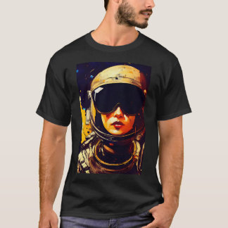 Camiseta Capacete de Astronauta Vestido por Mulher