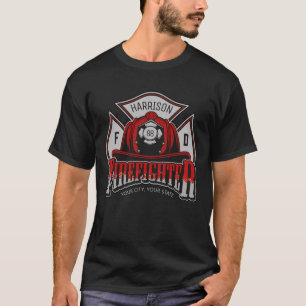 Camiseta Capacete de Bombeiro ADICIONAR NOME Departamento d