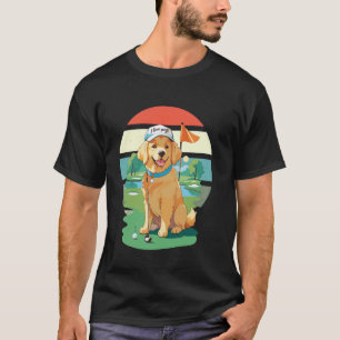 Camiseta capacete de campo de golfe de golden retriever eu