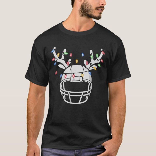Camiseta Capacete de Futebol com Luzes de Natal Funny Xmas (Frente)