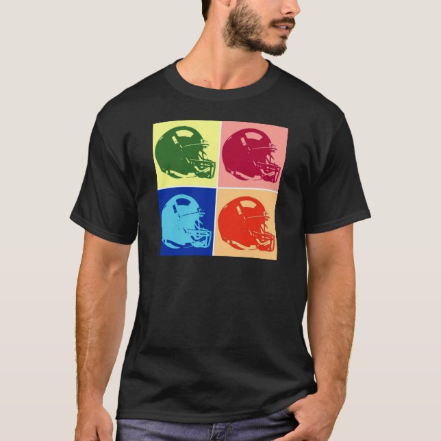 Camiseta Capacete de futebol de Pop de quatro cores (Frente)