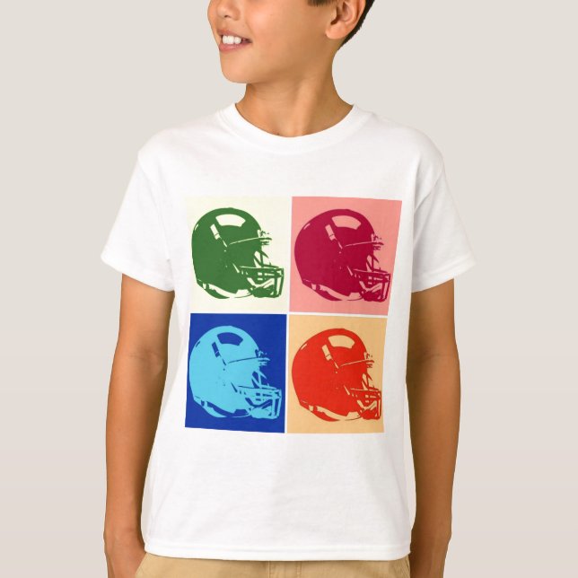 Camiseta Capacete de futebol de Pop de quatro cores (Frente)
