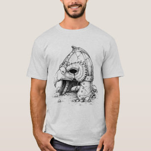Camiseta Capacete de Guerreiro do Corvo Escuro – Esboço Gót