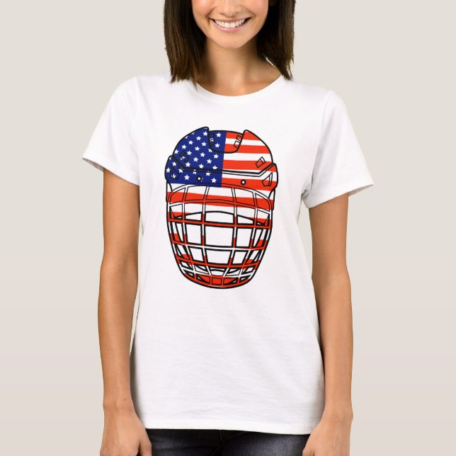 Camiseta Capacete de Hóquei no Gelo - EUA (Frente)