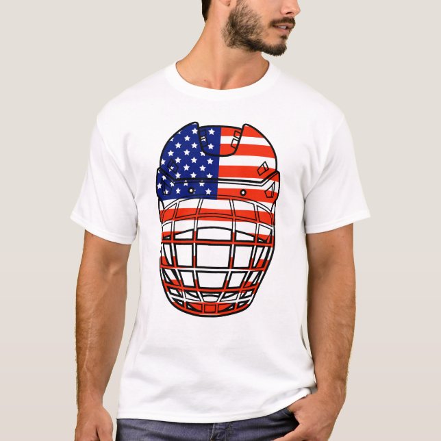 Camiseta Capacete de Hóquei no Gelo - EUA (Frente)